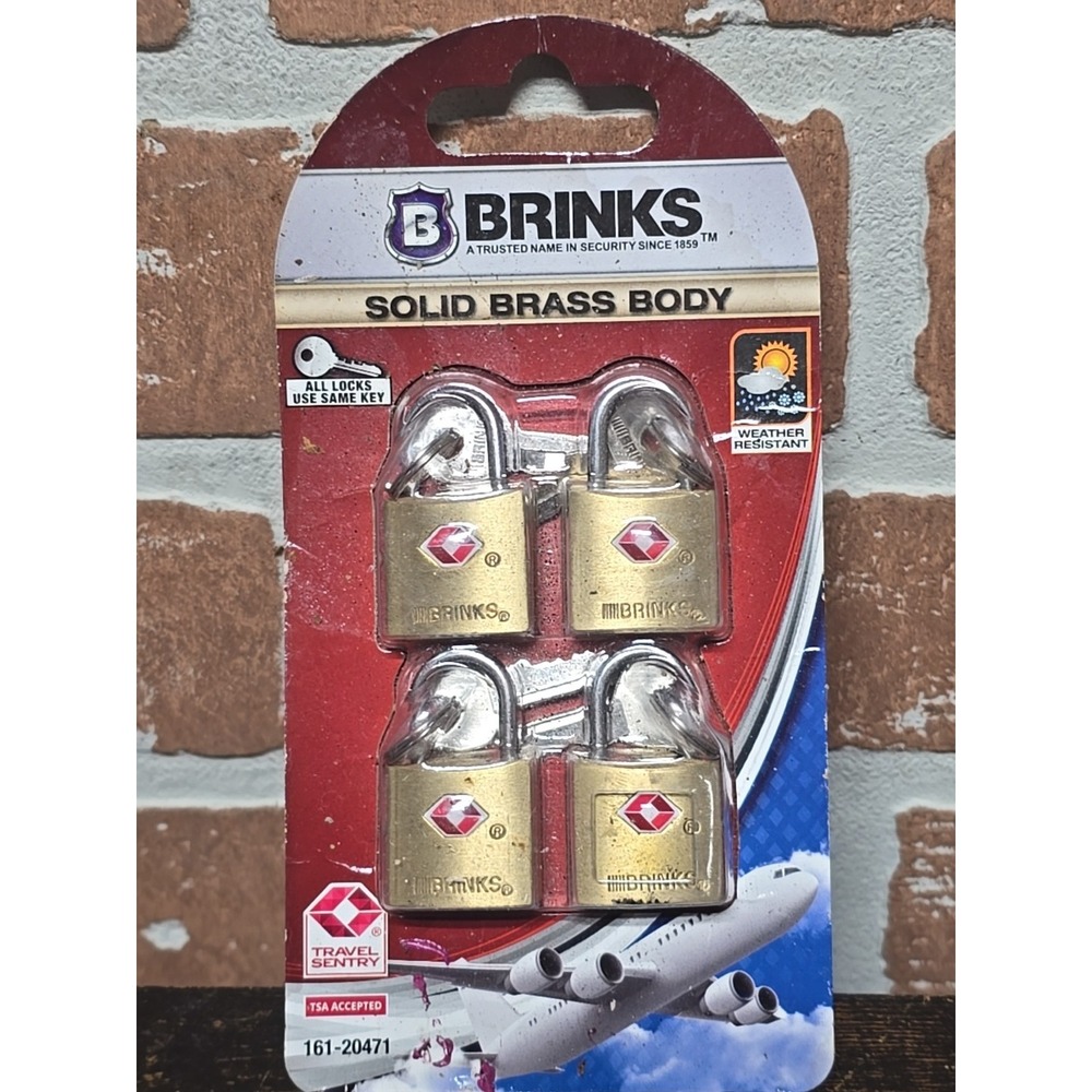 Brinks Solid Brass Locks (4) with Keys TSA Accepted Manufactured Sealed READ